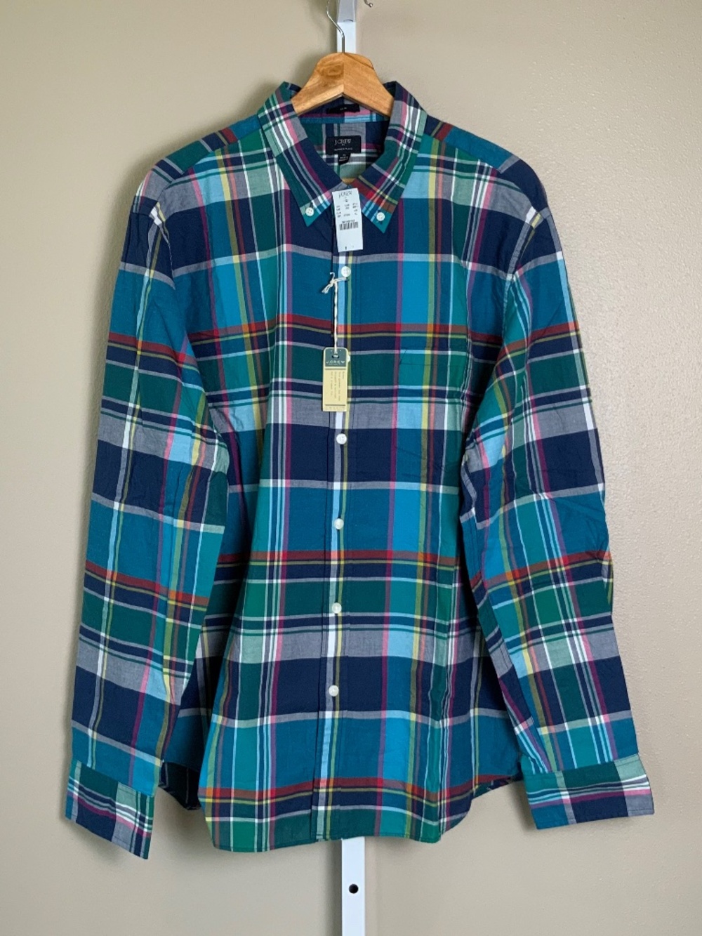 J. Crew Slim Summer Plaid Button Down Oxford Shirt